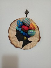 quadretto su tronco d' albero