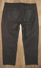 Uomo- Jeans IN Pelle/Nabuk Pantaloni Pelle Nero- Braun Corti Tgl 54 Circa