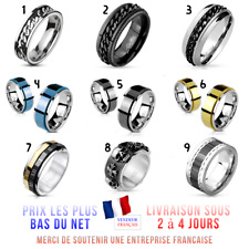 BAGUE ANNEAU ENFANT ADO FEMME HOMME EN ACIER ANTI STRESS ROTATIVE NOIRE PAS CHER