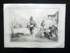 Grande Litografia Costumi Veneziani Venezia Pagina Centrale Lo Spirito Folletto