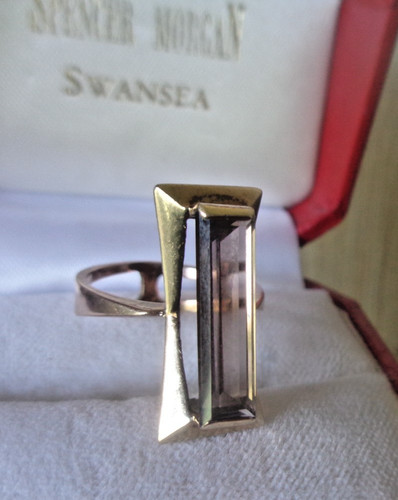 Anello oro quarzo fumè 9ct - anello,