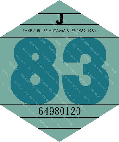 Vignette 1983 voiture - vignette, ancienne