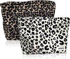 Borsa Leopardata Donna 2 Pezzi Leopardato Donna Con Cerniera Pochette Leopardata