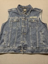 HARLEY DAVIDSON MOTORCLOTHES TOPPA RICAMATA denim giacca jeans gilet blu XL