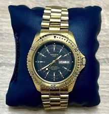 Orologio Uomo Gruen Sport Quarzo Data Giorno Quadrante Nero Tono Oro Funzionante