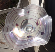 Poschinger Vetro Elasticizzato Bohemien Grande Centrotavola Art Nouveau Ciotola a Spirale