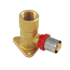 TIEMME GOMITO CON FLANGIA X MULTISTRATO Ø 16 X 1/2"  1651021