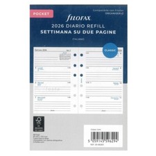Filofax Ricambio Agenda Anelli 2026, Planning Settimanale Pocket 81 x 120 mm