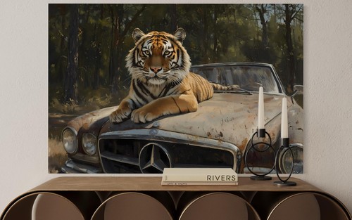 Quadro tela tigre epoca - tela, d'epoca