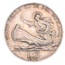 VATICANO Pio XI 5 Lire 1936