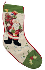 Calza natalizia vintage imperiale eleganza lana punto ago borsa Babbo Natale