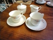 Duo The porcellana Scherzer 2 Tazze + Zuccheriera + Lattiera Bavaria Color Crema