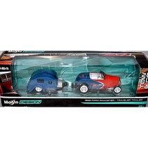 2020 Maisto Design 1:64 Tow & Go 1932 Ford Roadster &  Travel Camper Trailer