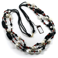 Collana lunga, 3 fili, corallo
