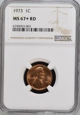 1973 1C RD Lincoln Memorial un centesimo NGC MS67+RD 6290053-003