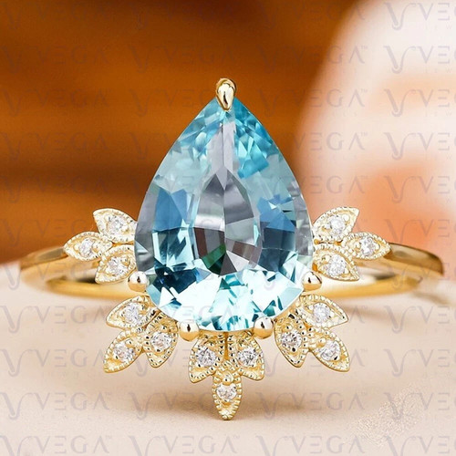 Anello solitario acquamarina