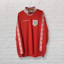 ENGLAND UMBRO XL 90’s Red Longsleeve MAGLIA SHIRT TRIKOT JERSEY Football VINTAGE