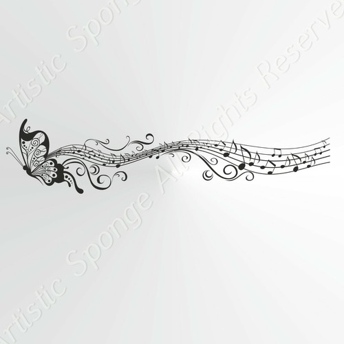 Music notes butterfly stencil - music,