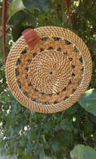 borsa di paglia rotonda in erba bali ata intrecciata a mano unica stock USA