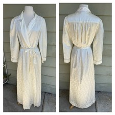 Accappatoio Christian Dior vintage anni 80 stampa fiocco pizzo avorio ILGWU taglia M matrimonio sposa