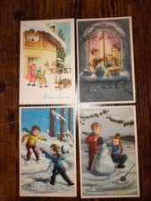 CARTOLINA BUON NATALE non viaggiate vintage, lotto 4 pezzi diversi