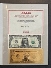 Banconota 1 Dollaro laminata in oro 24k + Banconota da 2 dollari
