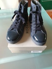 Scarpe stivaletti HOGAN tg.39 camoscio e vernice colore blu,  (usate 1 volta)