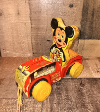 Vintage Fisher Price Topolino Pozzanghera Maglione Pull Giocattolo #310 Disney Leggi bene