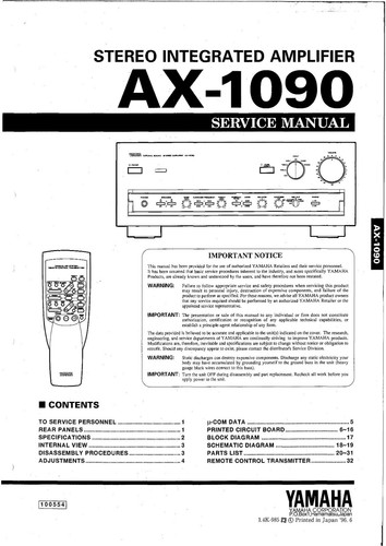 Manuale servizio per yamaha - di,