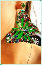 Orecchini macrame farfalle artigianali strass colorati*Lace macrame earrings