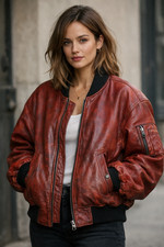 Bomber donna oversize in vera