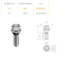 B103 bullone ruote oem - m12, x
