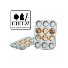TEGLIA PER MUFFIN STAMPO CUP CAKE 12 CAVITA IN ACCIAIO ANTIADERENTE DECORA