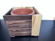 Porta Vaso Da Interno In Legno Massello Bicolore Con Vaso