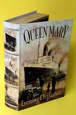 SCATOLA LIBRO NAVE QUEEN MARY LEGNO 26 x 17 LIBRERIA MARINA STILE VINTAGE
