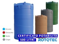 SERBATOIO ESTERNO ROTOTEC VERTICALE 500 LT POLIETILENE STOCCAGGIO ACQUA GIARDINO