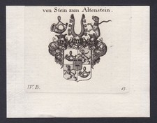 1820 Altenstein Pietra Schwaben Franken Stemma Nobiltà Incisione In Rame