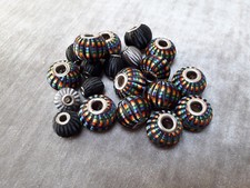 Lotto 20 perle bigiotteria stoffa e metallo in forme e colori misti 