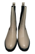 Stivaletti John Lewis in pelle UK 7/40 Parlour beige Chelsea tacco basso pull on