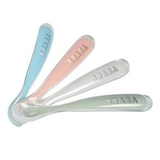 BEABA Cucchiai Svezzamento Silicone Set di 4 - Eucalipto - Prima Fase Alimentazione Neonati