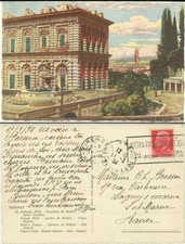 FIRENZE -PALAZZO PITTI  GIARDINO BOBOLI ARTISTA ILLUSTRATORE CARTOLINA D'EPOCA