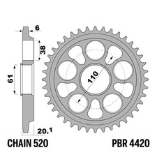 MV AGUSTA F4 BRUTALE 750 2003-2004 corona PBR passo 520 41 Denti Ergal Duro