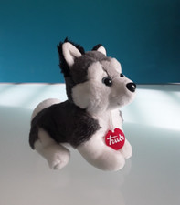 "TRUDI" peluche,Cane Siberian Husky,colore grigio chiaro e bianco, altezza 17 cm