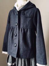 DP..am Cappotto bambina 8A cm126 63%lana CartaZucchero Scuro Elegante Cappuccio