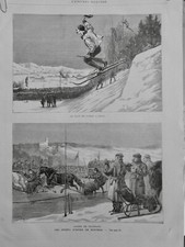 1884 Sci Cavallo Course Slitte Salto Norvegia 1 Diario Antico
