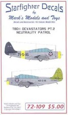 Decalcomanie Starfighter 1/72 DOUGLAS TBD-1 DEVASTATOR NEUTRALITY PATROL