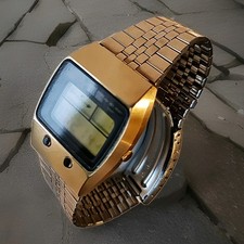 VINTAGE 1980  Quarzo Seiko LCD M159-5059 Gold  Massiccio Inox Ottimo