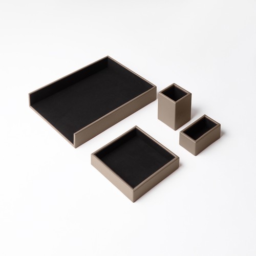Set scrivania pelle grigio - set,