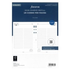 Filofax Ricambio Agenda Anelli Anno 2026, Planning Giornaliero A5 148x210mm.