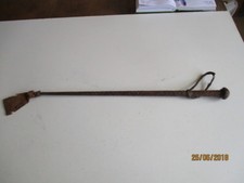 Frustino antico con pomo e maniglia sicurezza intrecciato cuoio primi '900